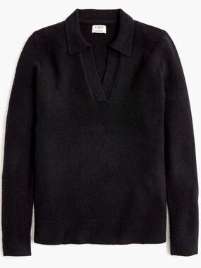 J. Crew women  Black V-Neck Polo-Collar Sweater extra soft